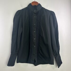 Frontier Classics Black Puff Sleeve Button Up Western Prairie Victorian Sz Med